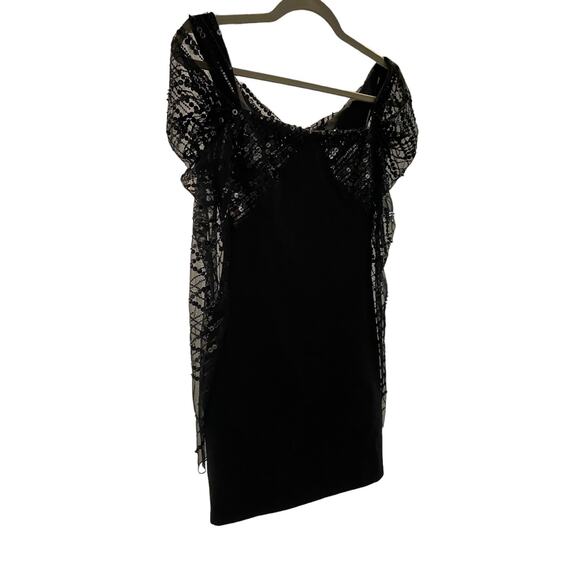 FWRD Cushnie Off The Shoulder Mini Dress Sequin Embellished Tulle Sleeve Size 0 - Picture 13 of 14